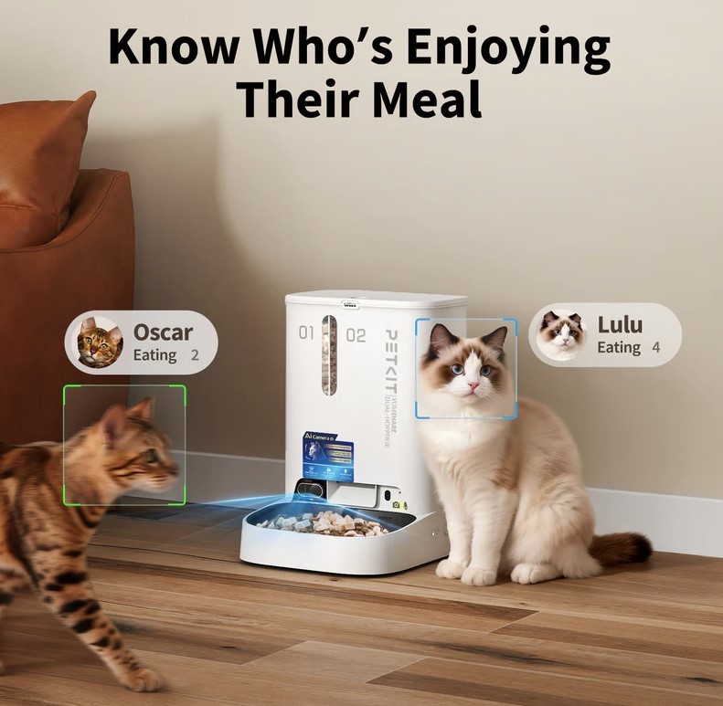 PetKit YumShare Dual-Hopper w/Camera Gen 1 Smart Pet Feeder, 5L Capacity Total