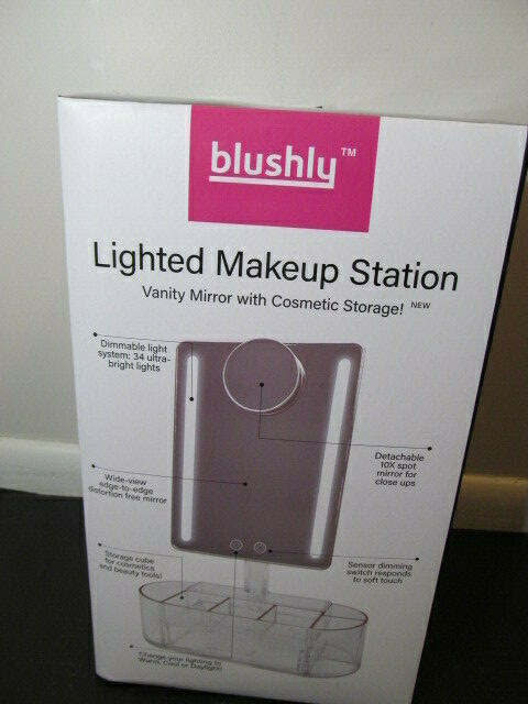 Blushly Lighted Makeup Station Vanity Mirror with Cosmetic Storage