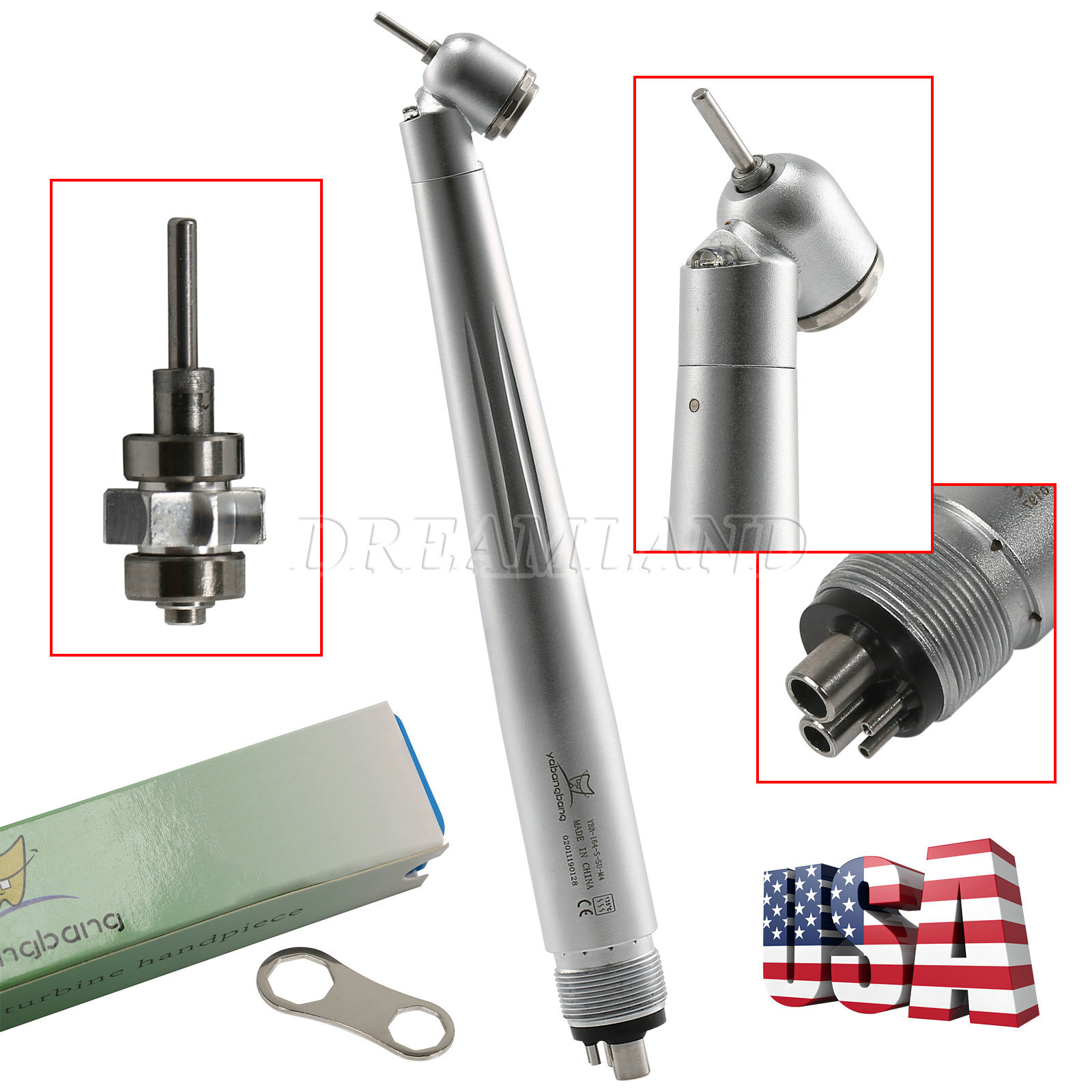 Dental 45 Degree Surgical High Speed Handpiece Led E-generator Push Button 4Hole