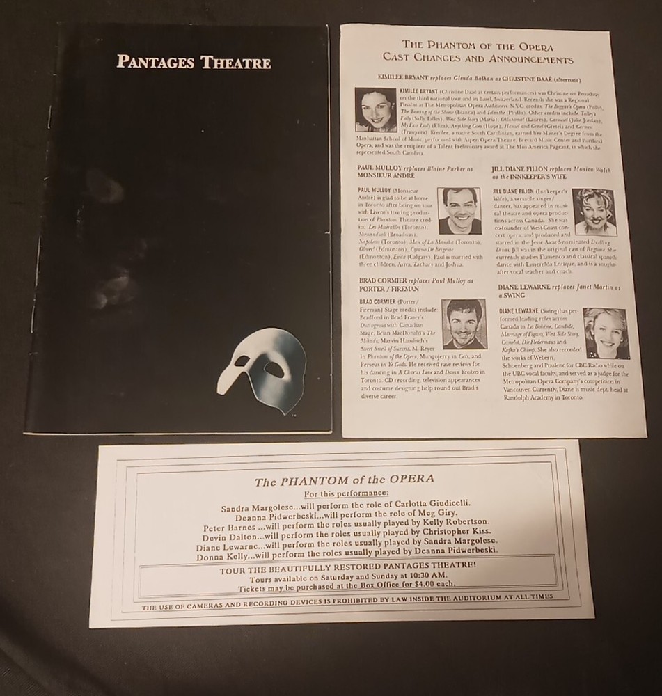 PAUL STANLEY PHANTOM OF THE OPERA PLAYBILL 1999 RARE