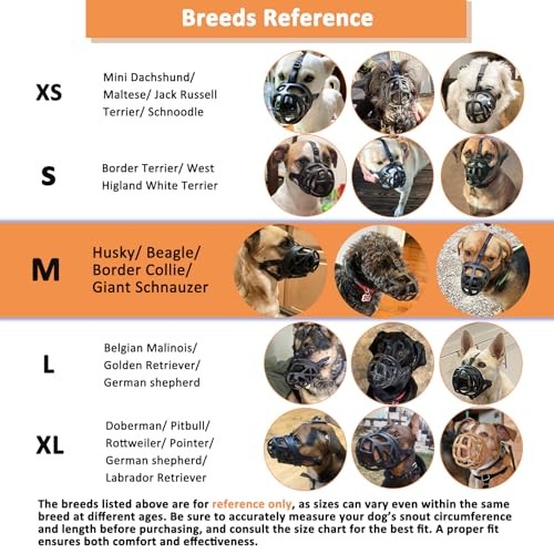 Dog Muzzle, Basket Muzzle for Biting, Chewing and Scavenging, Black Medium