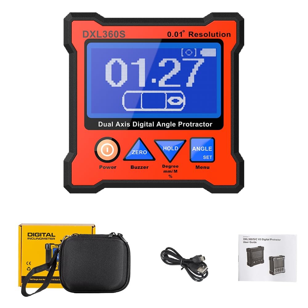 Dual Axis Digital Angle Protractor, Digital Level Angle Gauge GYRO + Gravity ...
