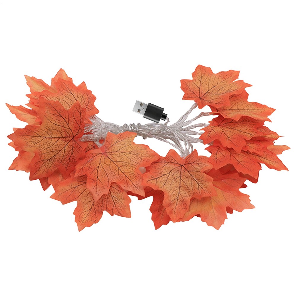 Maple Leaf String Lights Festive 19.69Ft Lighting Lighted Fall Garland