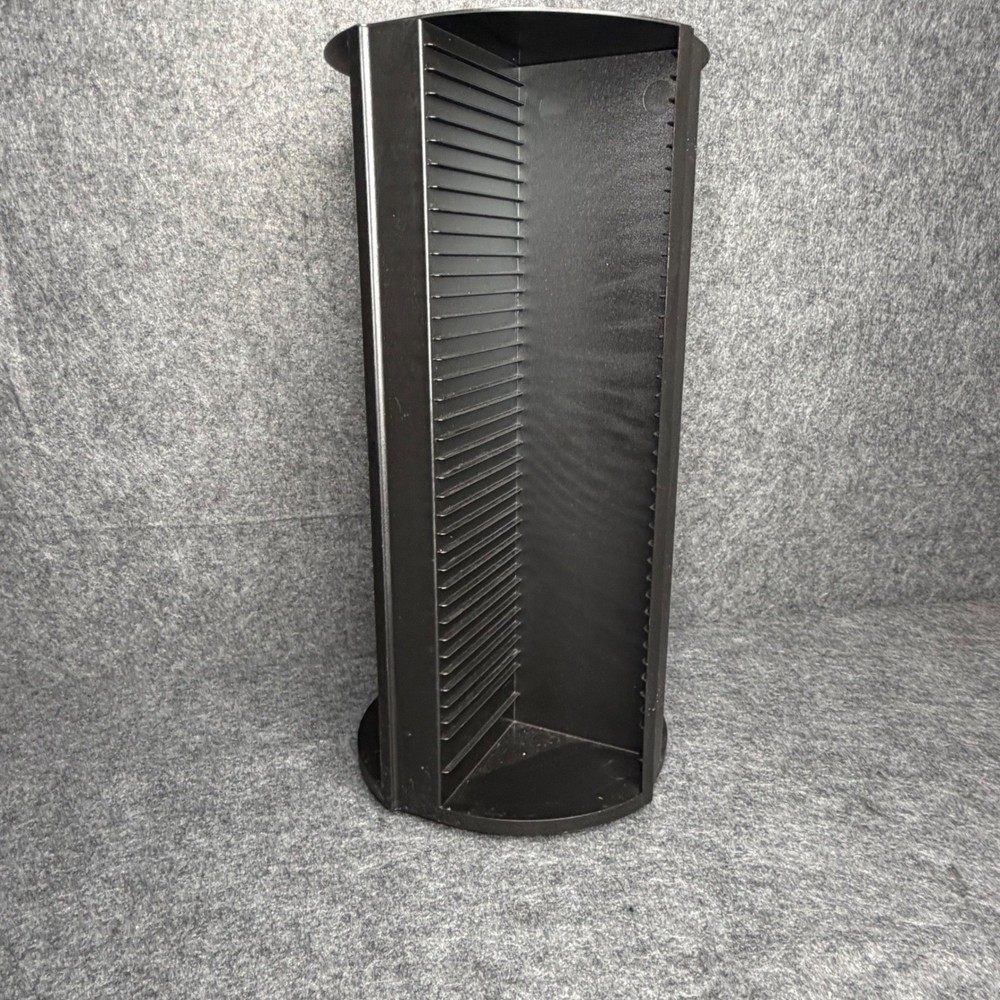 Laserline Rotating CD Storage Tower Black Plastic 80 Disc Carousel Media Rack