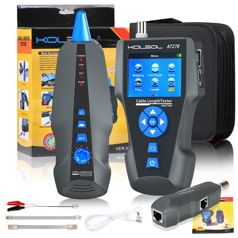 Network Cable Metal Tester TDR Multi-functional Tracker RJ45 RJ11 BNC PING POE