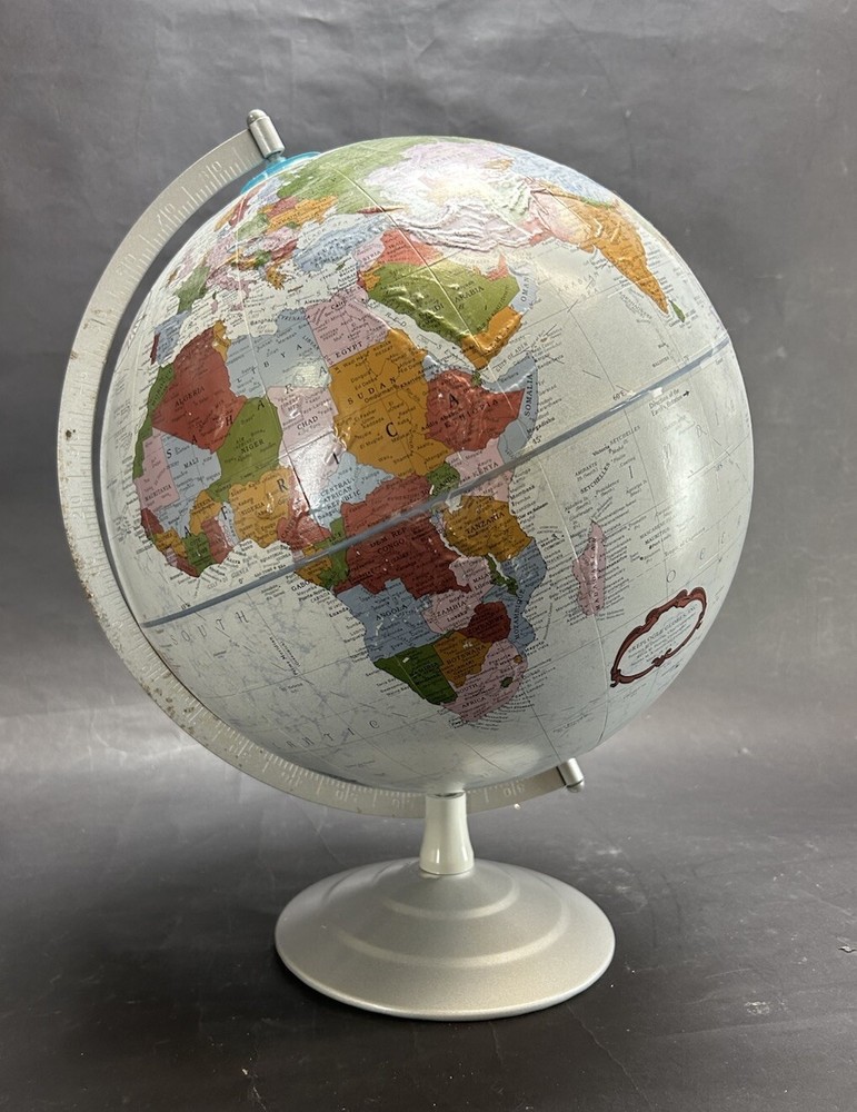 Vintage Replogle Platinum Raised Relief Globe 12”