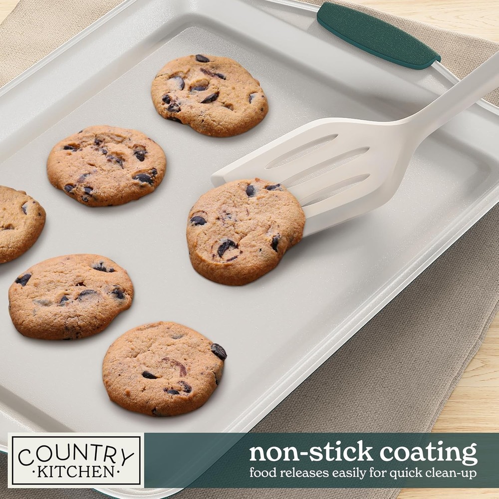 Country Kitchen Nonstick Stackable Bakeware Set - Heavy Duty, 10 Pcs, Sage