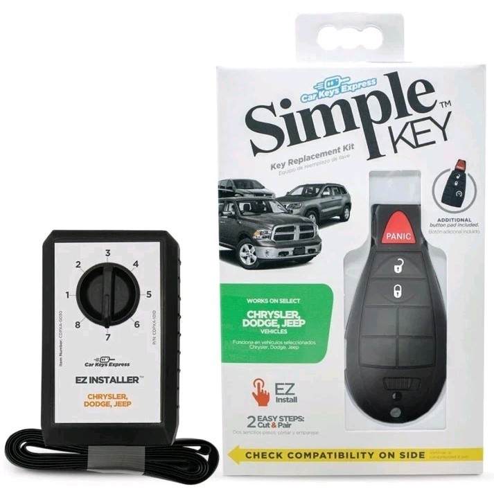Simple Key, Key Fob and Key Programmer with Interchangeable 3 & 4 Button