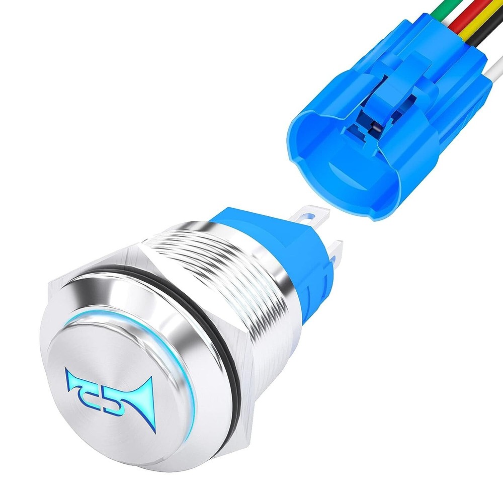 Horn Button 12V Marine Horn Button 16MM Momentary Push Button Switch Stainless S