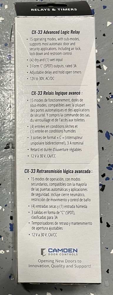 Camden CX-33 door controls Advanced Logic Relay Access control