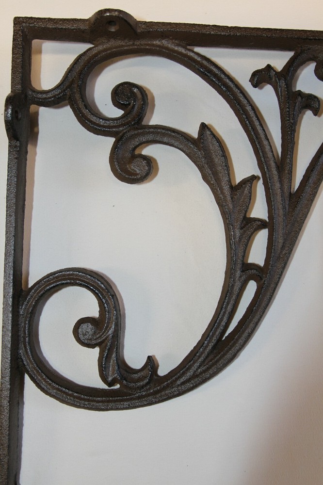Large Scrollwork Design Mailbox Post Corbel Solid Cast Iron, 16 inch, B-85