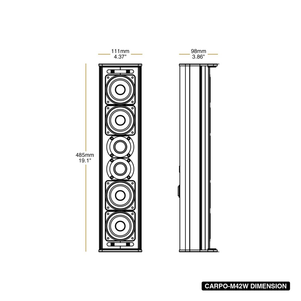 Sound Town Passive Line Array Column Speaker w/ Wall Mount Bracket (CARPO-M42W)