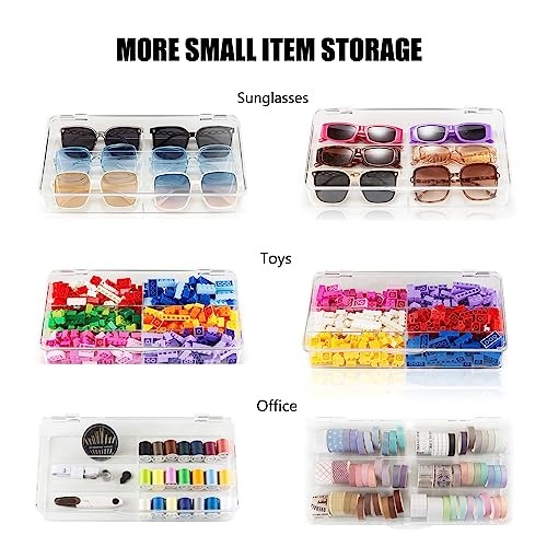 Acrylic Sunglasses Organizer with Lid, Stackable Glasses Storage Organizer -
