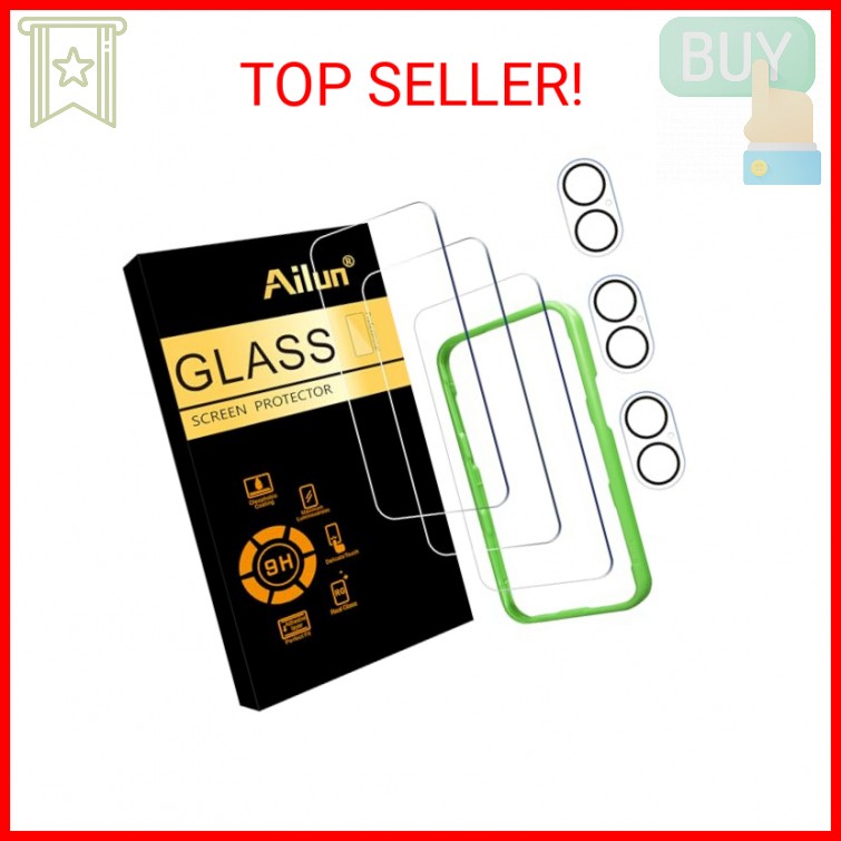Ailun 3 Pack Screen Protector for iPhone 17 [6.3 inch] + 3 Pack Camera Lens Prot