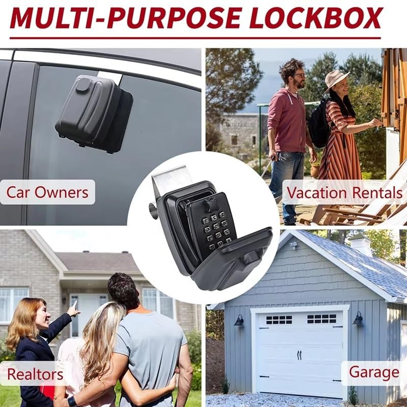Key Lock Box with Combination Lock 12-Digits Password Code Large Capacity Wal...