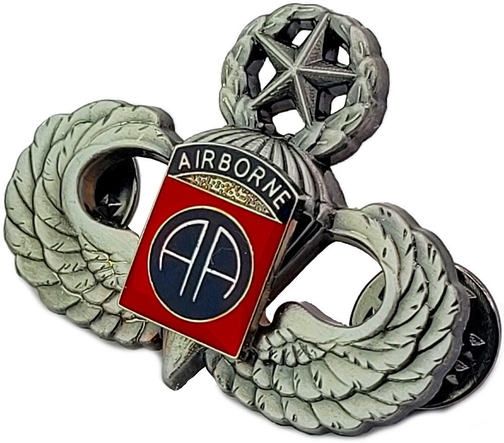 82nd Airborne Oxidized Master Jump Wing Military Insignia Badge US Army Pin