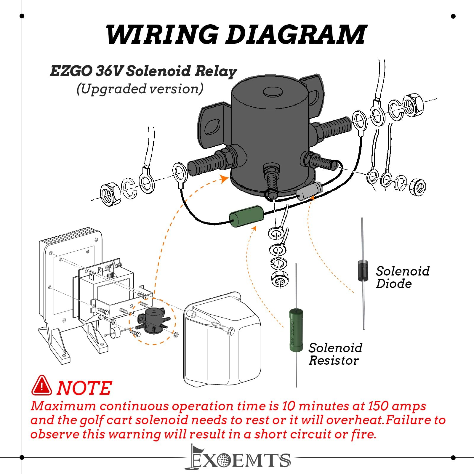 EZGO 36V Solenoid with Mount Bracket, #70 Series Continuous Duty silver