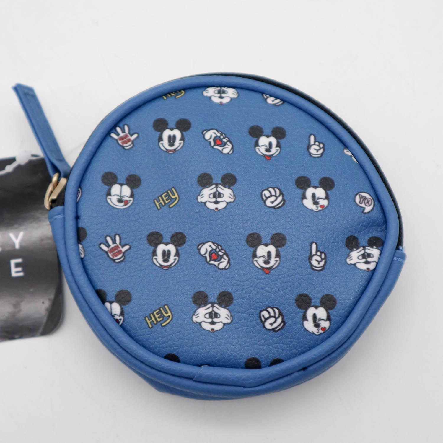 Official Disney Mickey Mouse Coin Purse Pouch Wallet Blue Faces & Gloves Print