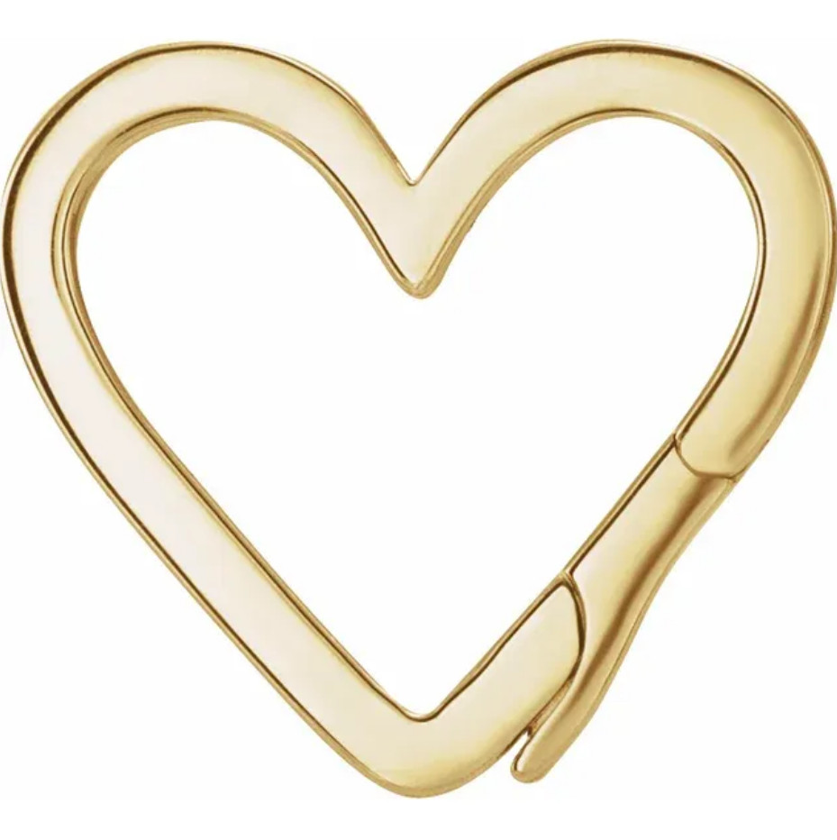 14mm OD 14k Yellow Gold HEART Charm Pearl Bail Enhancer Pendant Clip On OPEN USA