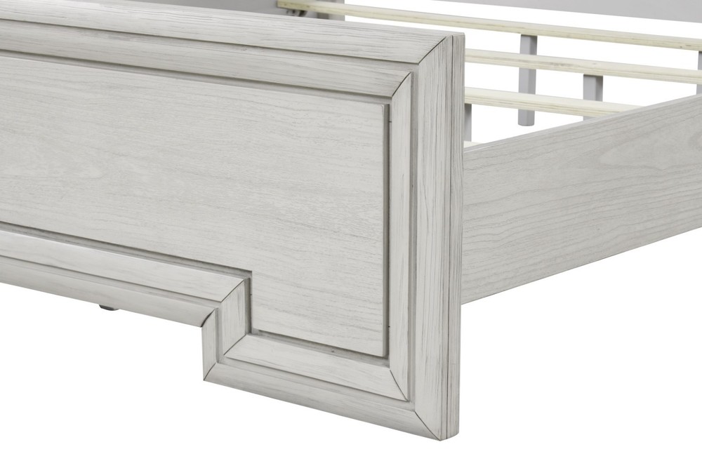 Rustic White Finish Eastern King Size 1pc Bed Set Transitional Style Bedroom