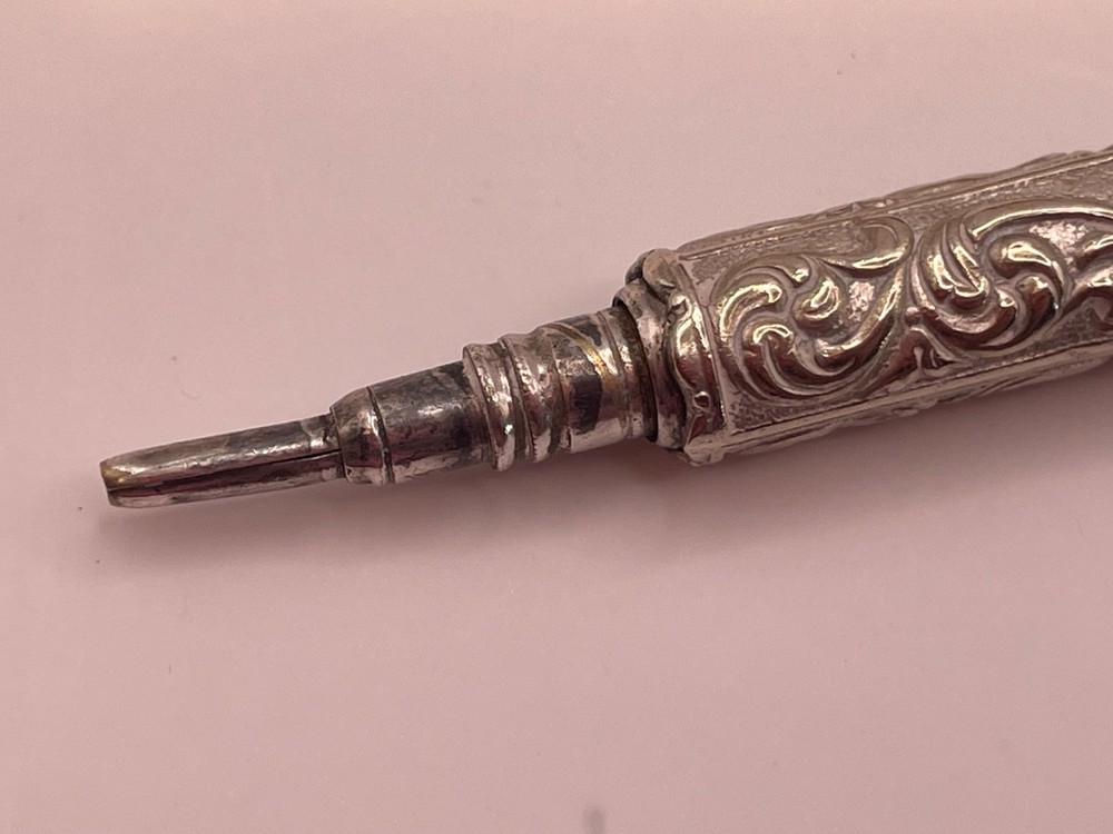Chatelaine Solid Silver Antique Victorian Continental pin cushion pencil etc