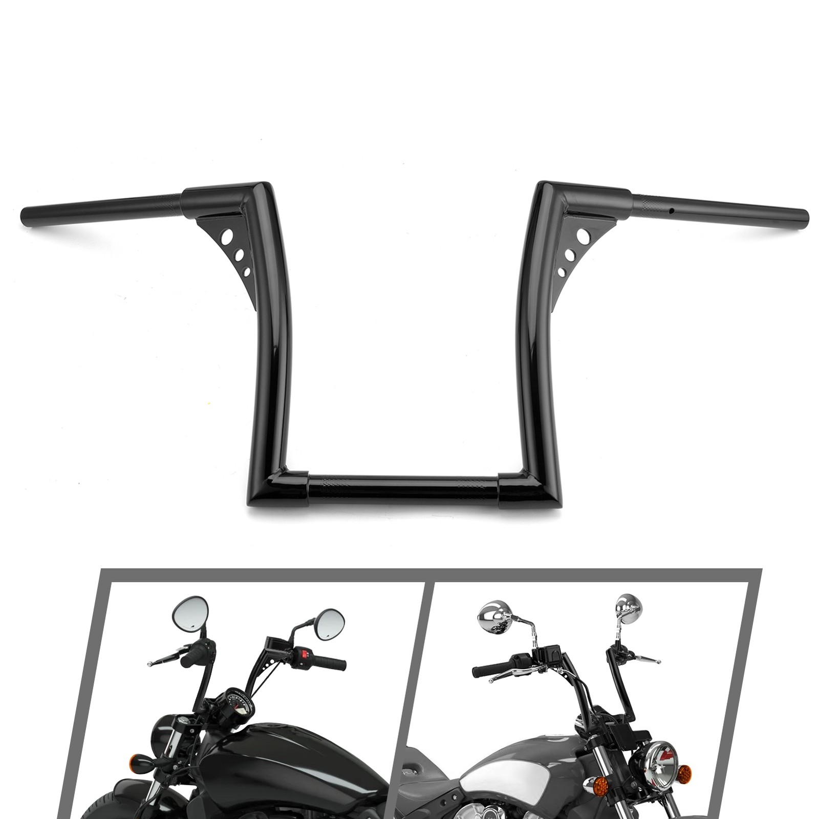12" Rise 6" Pullback Black Bagger Bar-Sharp Handlebar for Indian Scout 2015-2024