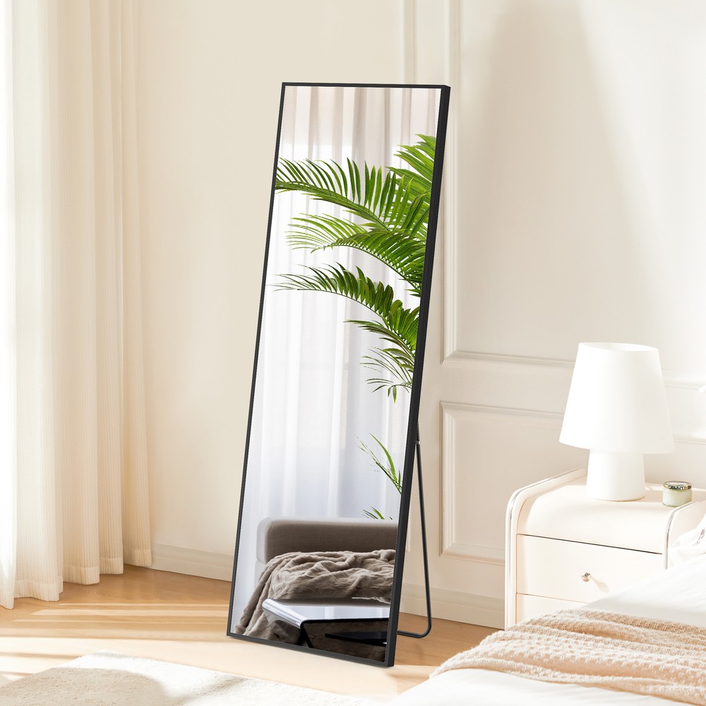 Rectangle Full Length Mirror Sturdy Thin Frame 3 Mount Types (Stand/Hang/Lean)