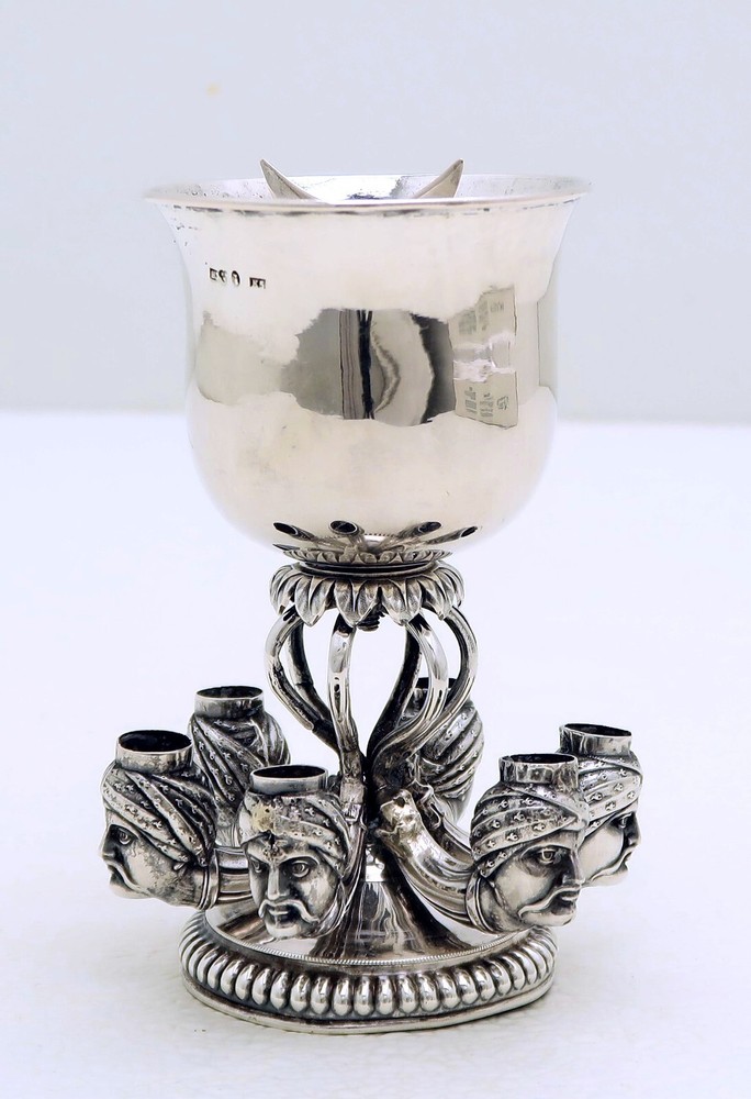 Sweden Solid Silver Server Ottoman Sultan Cigarette urn Christian Hammer 1864