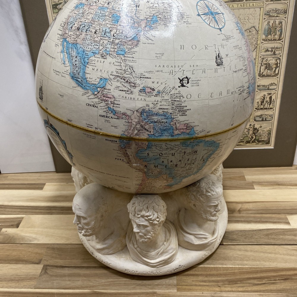 Replogle 16" Globe on Plaster Historical Figure Base