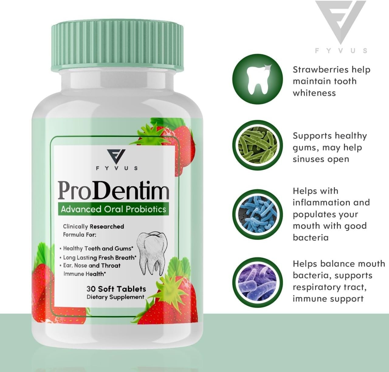 Prodentim Chewable Tablets for Gums and Teeth Oral Probiotics Strawberry (30 ct)