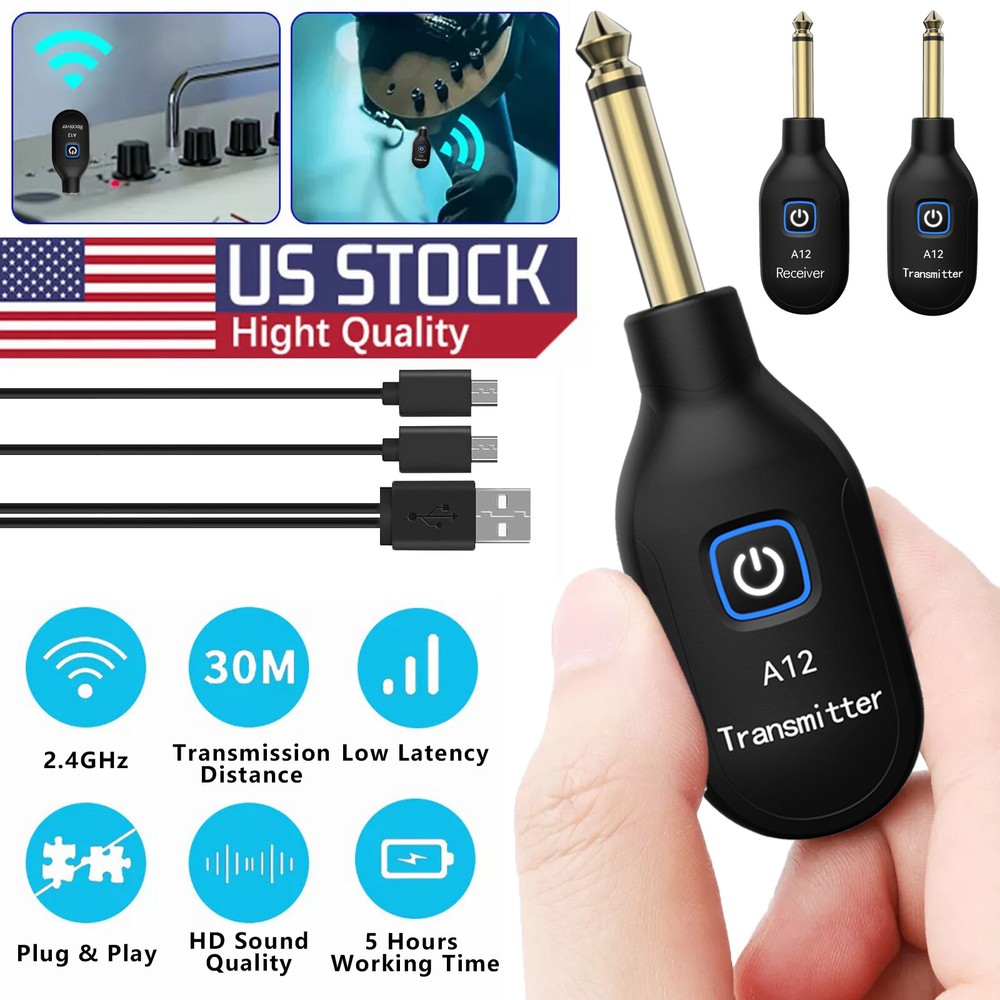2.4GHz Mini Wireless Guitar System Rechargeable Audio Transmitter Receiver