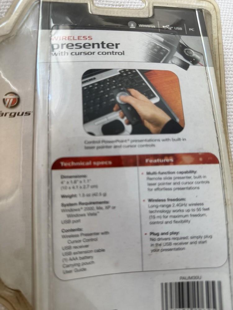 Targus Wireless Presenter With Cursor Control And Laser Pointer Brand New