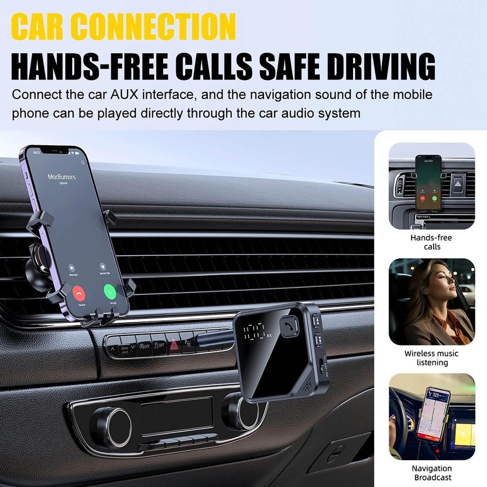 Bluetooth 5.4 Audio Transmitter Receiver for Stereo System Hands-Free Calling