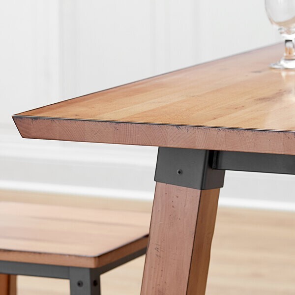 30" x 72" Rectangular Solid Wood Live Edge Restaurant Table Top in Natural Wood