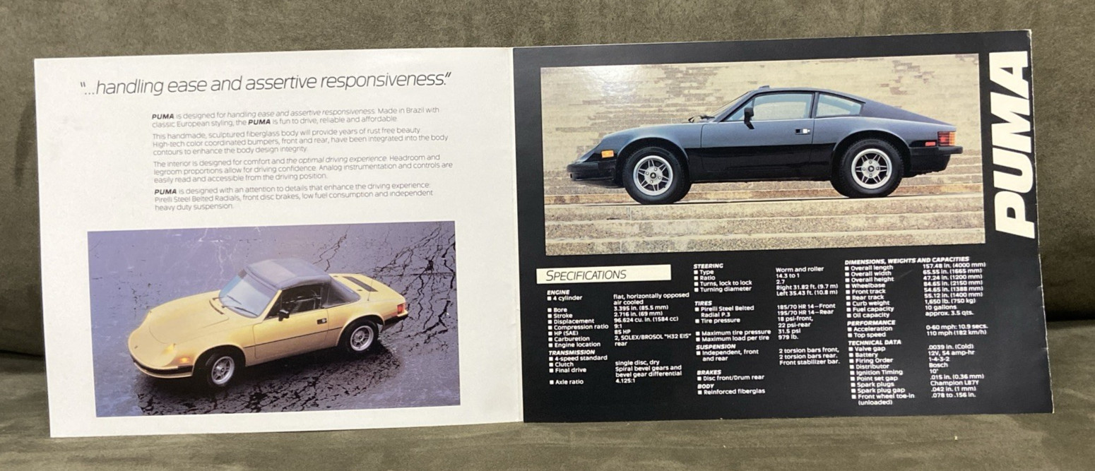 PUMA Sales Brochure GTC & GTI Models USA version kit car literature BRAZILIAN