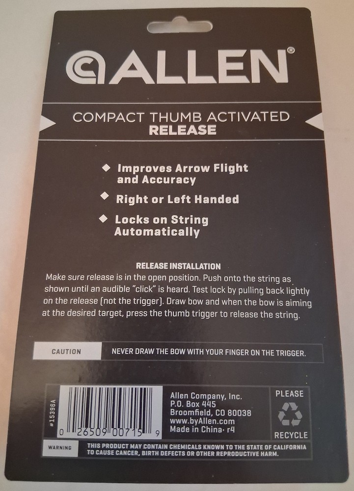 Allen Compact Thumb Adtivated Bow String Release