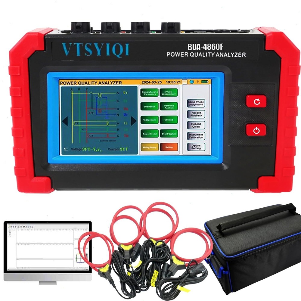 3 Phase Power Quality Analyzer with Current Range 10A~6000A and Screenshot Save