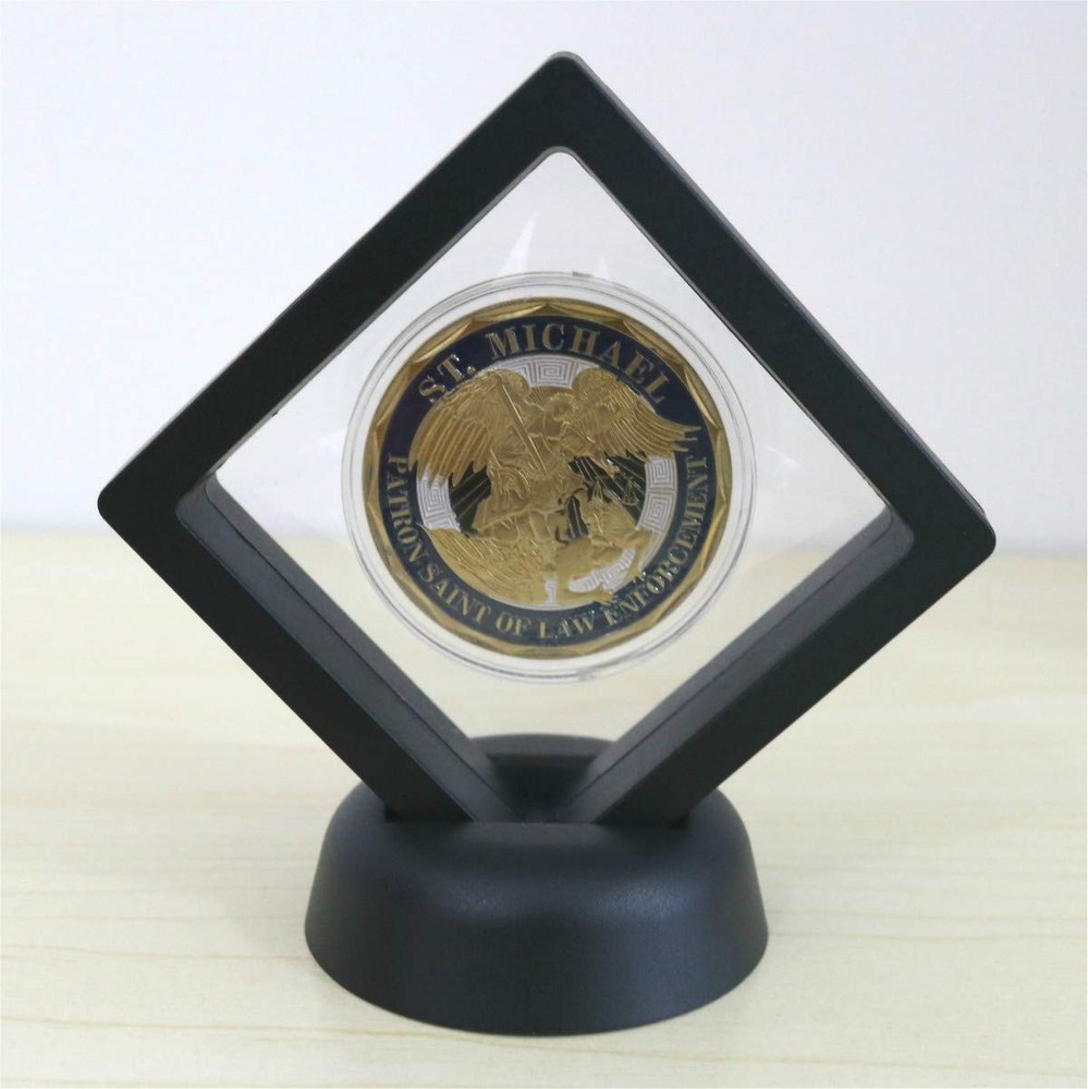 SH Challenge Coin Display Frame, 3D Floating Case Stand Holder, Black