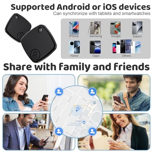 Air Tracker for Android or iOS - 4 Pack - Dual System Android Smart Google Black