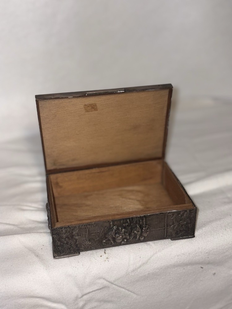 Silver Plated Embossed Box with Cedar-Lined Interior 1920s Hans Jensen Repousse