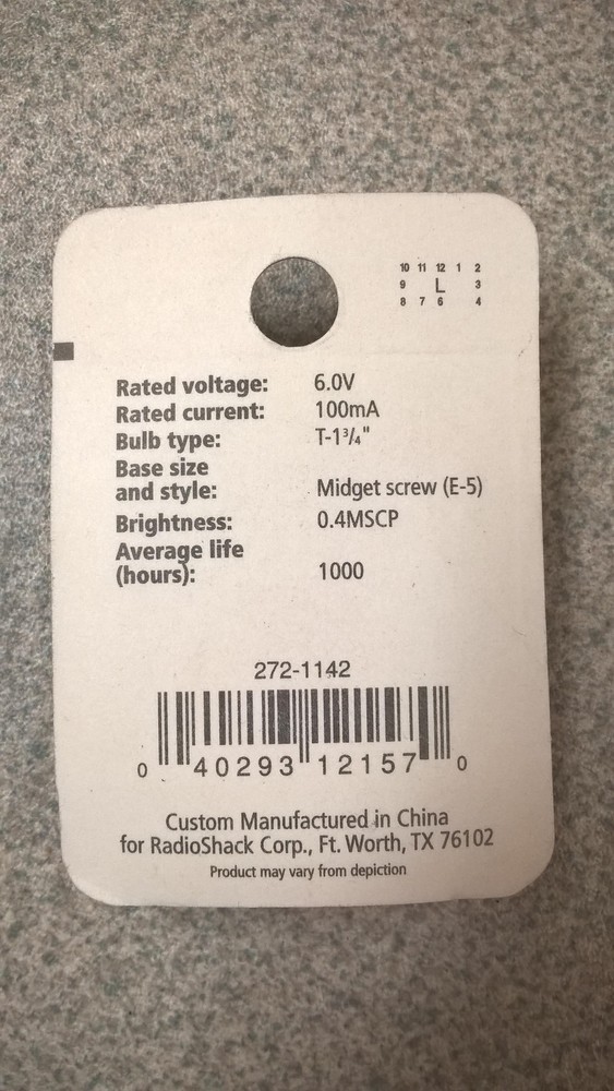 2-pack Midget E-5 Base lamp #272-1142 By RadioShack