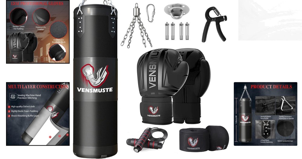 Professional 4FT Punching Bag Set - Includes 12OZ Gloves & Complete Training Kit