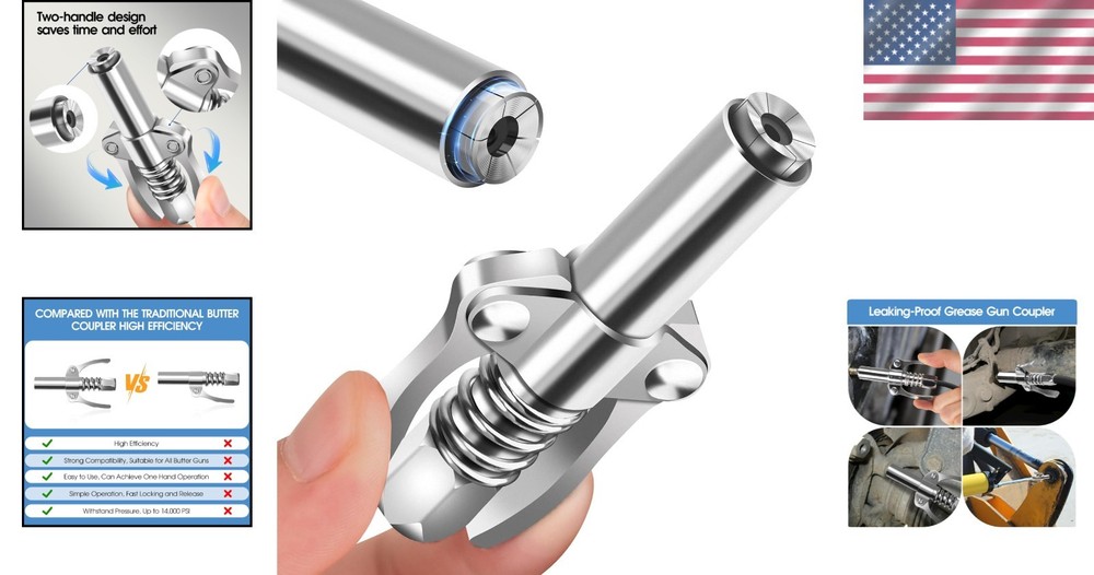Efficient Lock N Lube Grease Coupler - Quick Lock Release, 12K PSI Durability
