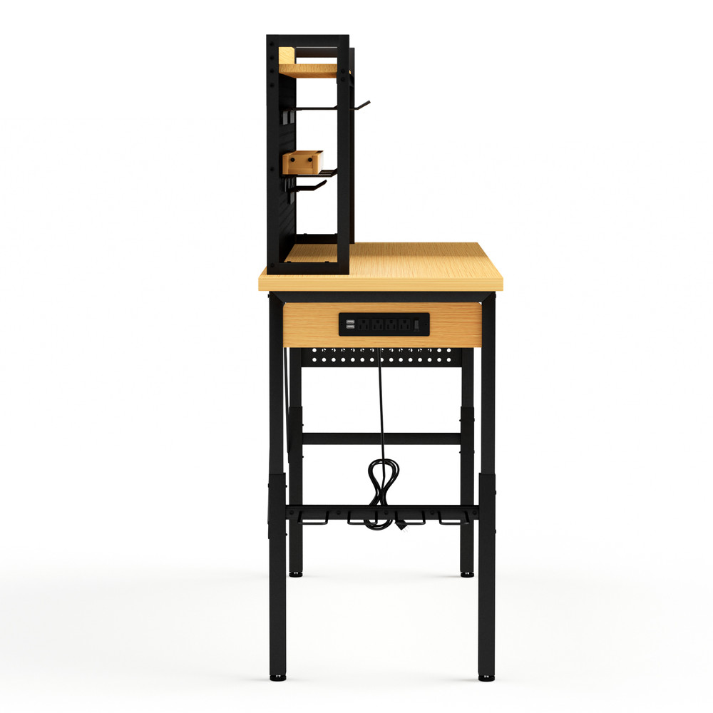 71''Adjustable Workbench with pegboard, Heavy Duty Wooden Desktop Workbench