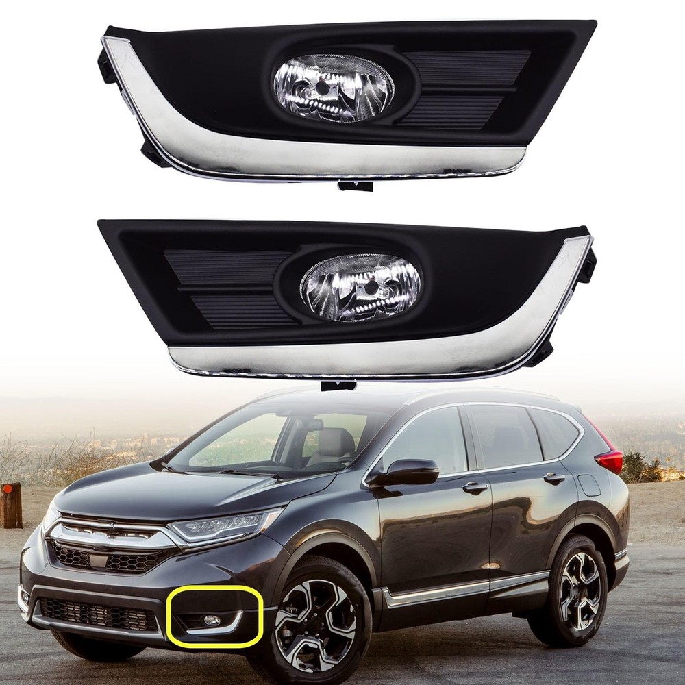 2-Pack Fog Light Assembly with Chrome Bezel w/Bulbs Wiring Replacement 2017 2018