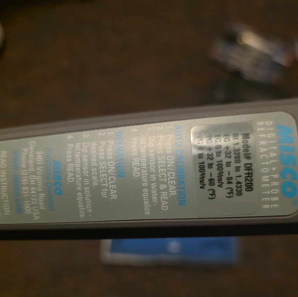 MISCO Digital Probe Refractometer Instrument W/Fiberoptic Sensor, Model # DFR301