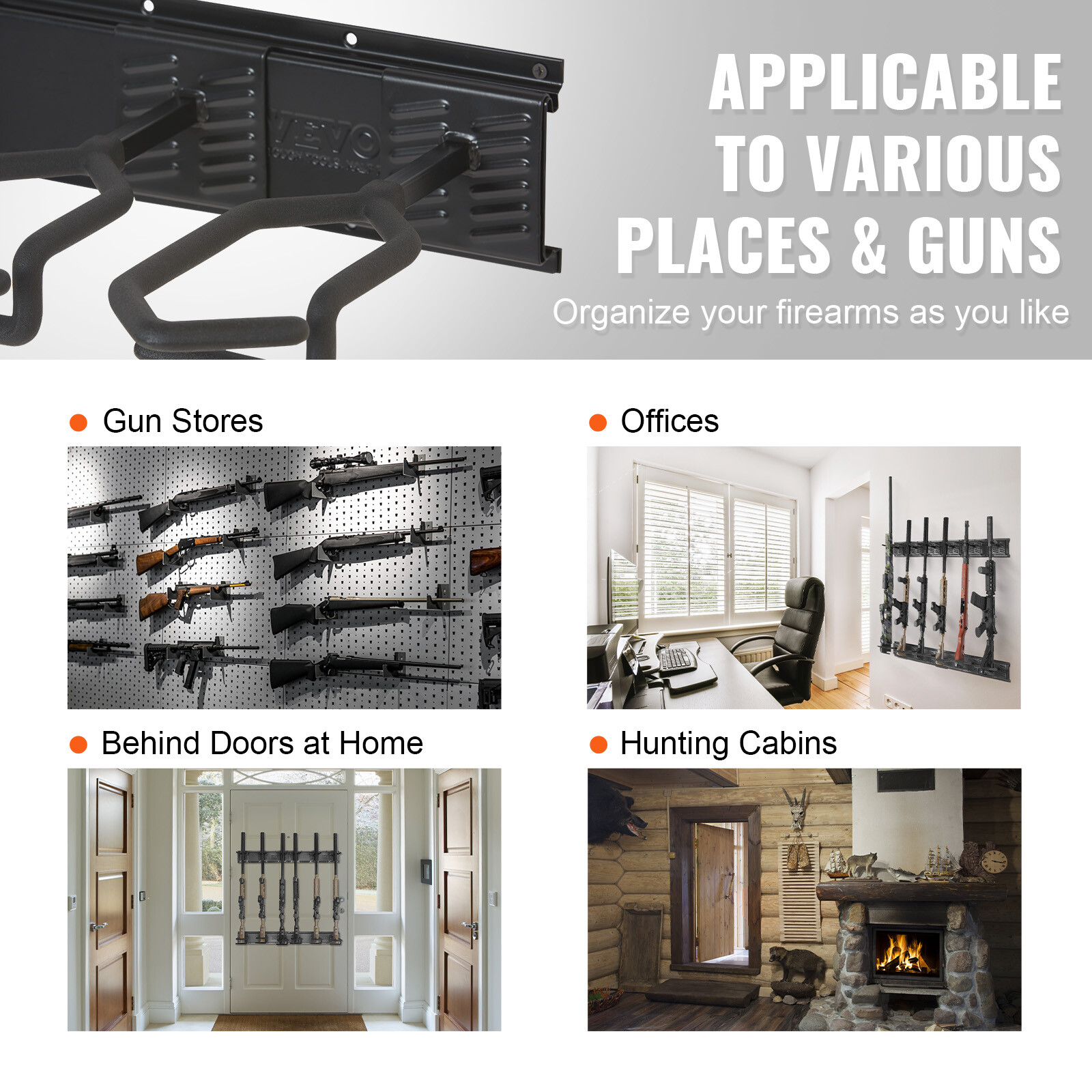 VEVOE Gun Rack 6-Slot Indoor Metal Gun Rack Wall Mount Vertical Rifle Rack