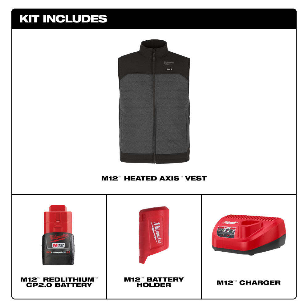 Milwaukee M300G-21M M12 12V Durable Li-Ion Heated AXIS Vest