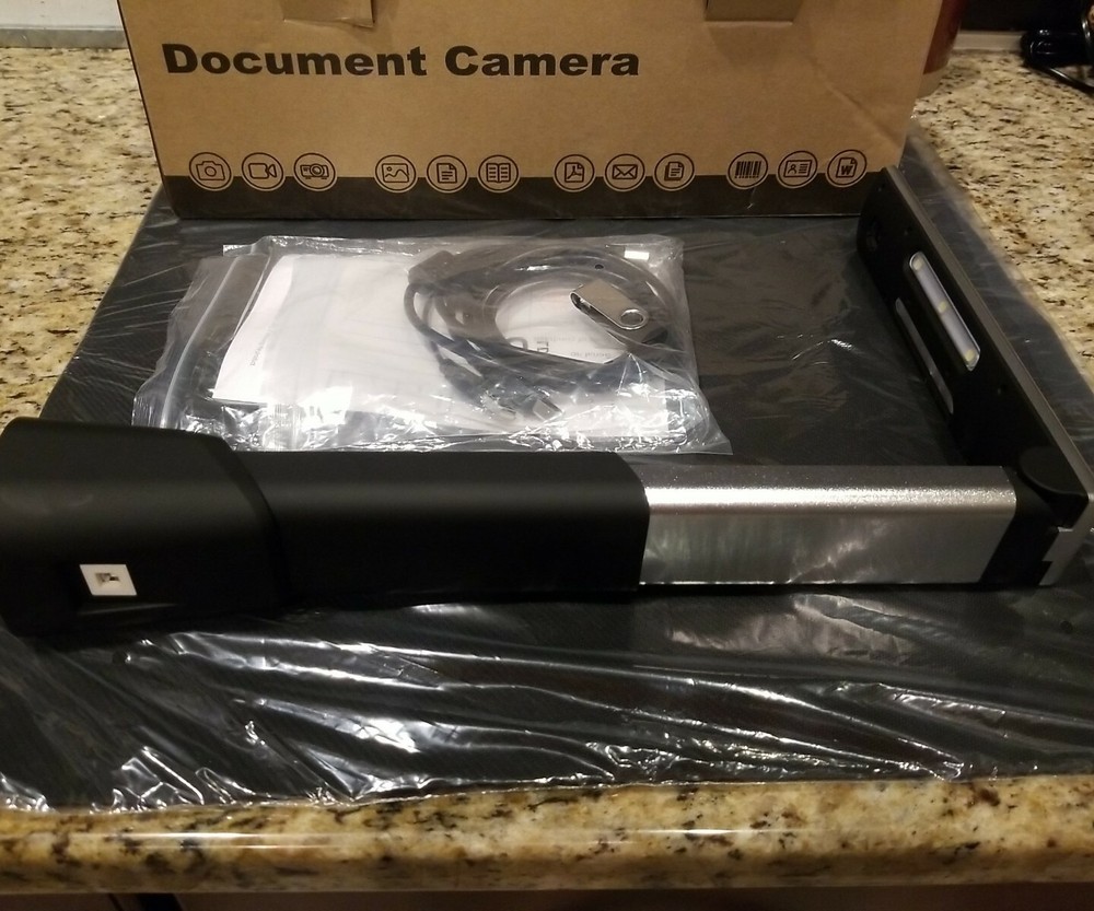 Document Camera Scanner Visual Presenter w/ Mat, LED Light, Microphone Portable