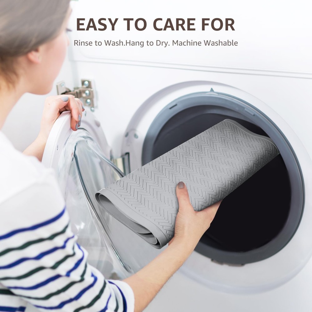 OTHWAY Bathtub Mat Non Slip, Extra 36" x 17" (Rectangular), A Little Grey
